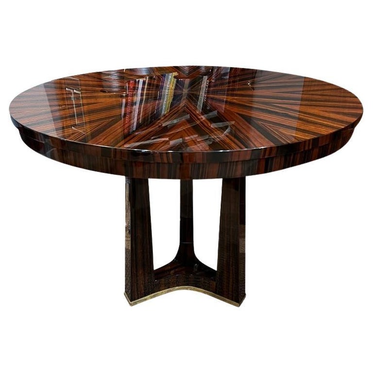 Small Round Art Deco Breakfast Table in Macassar Wood