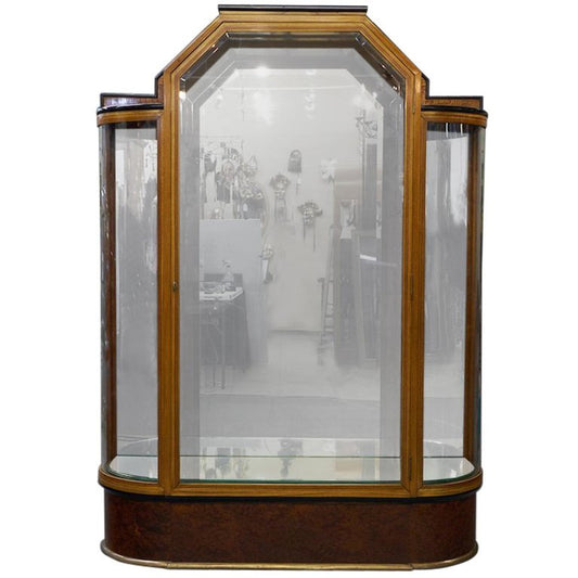 Art Deco French Vitrine in Burl Walnut