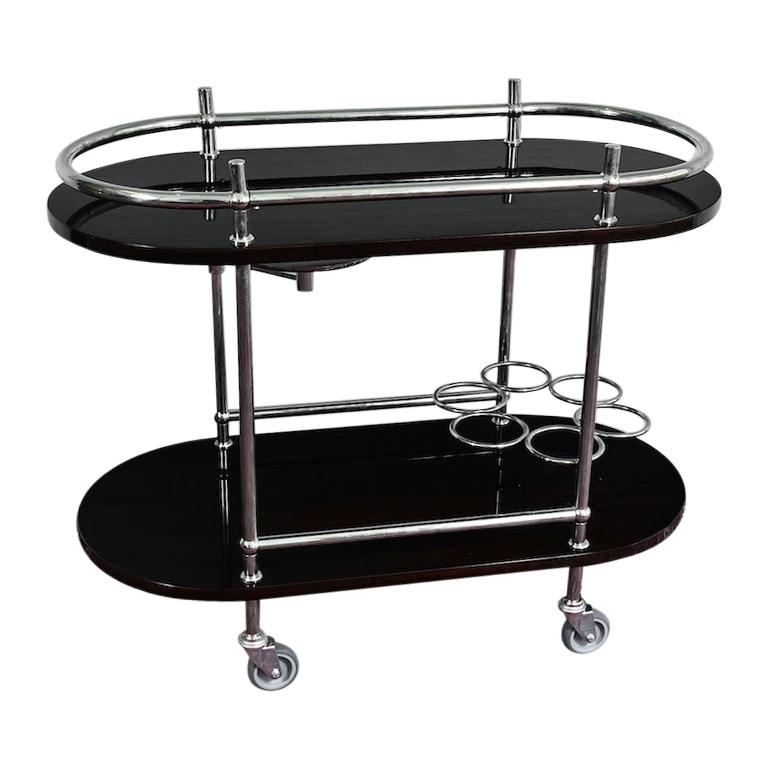 French Art Deco bar Cart or Serving Cart in Palisander