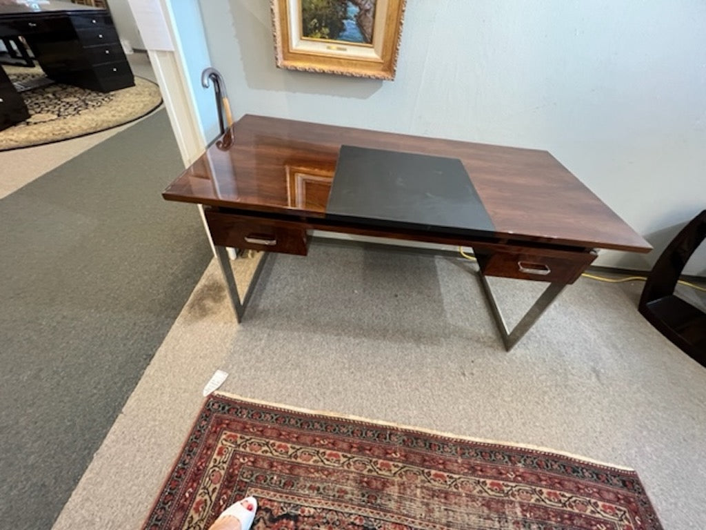 Art Deco Hungarian Desk in walnut and Chrome