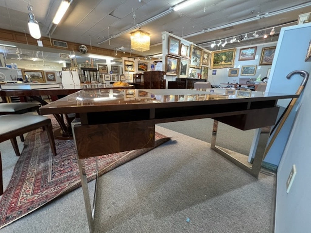 Art Deco Hungarian Desk in walnut and Chrome