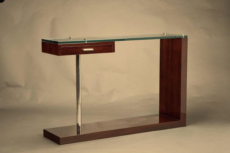 Mid-Century French Console in Walnut
